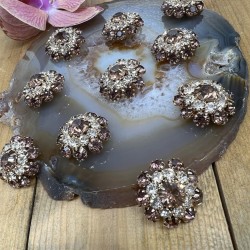 Пуговицы с брусничными стразами в оправе из серебристого металла, 22 мм