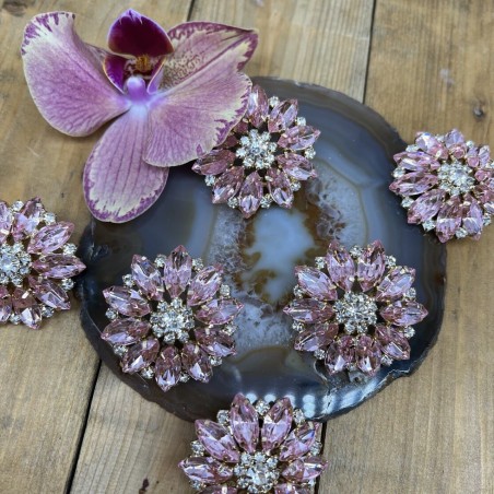 Пуговицы с крупными стразами хамелеон розового цвета