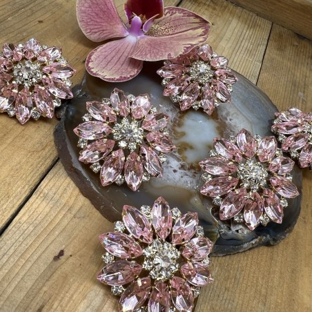 Пуговицы с крупными стразами хамелеон розового цвета