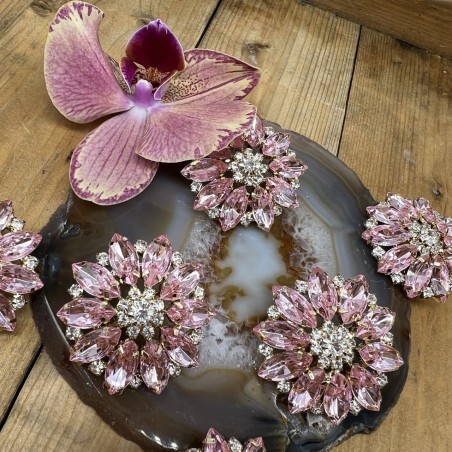 Пуговицы с крупными стразами хамелеон розового цвета