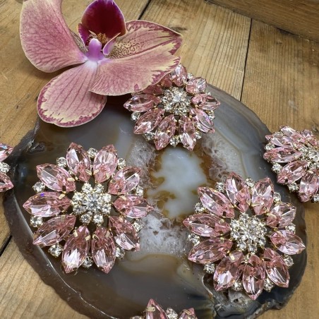 Пуговицы с крупными стразами хамелеон розового цвета