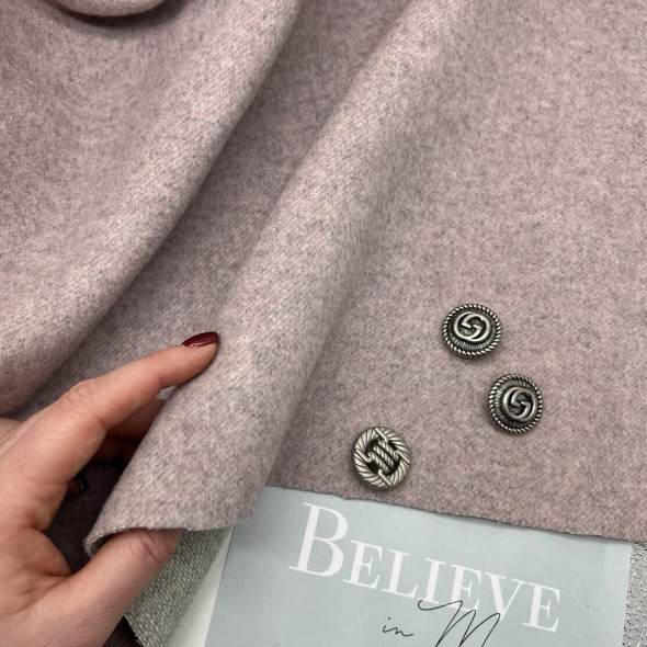 Ткань пальтовая серо-розовый меланж, с шерстью в составе