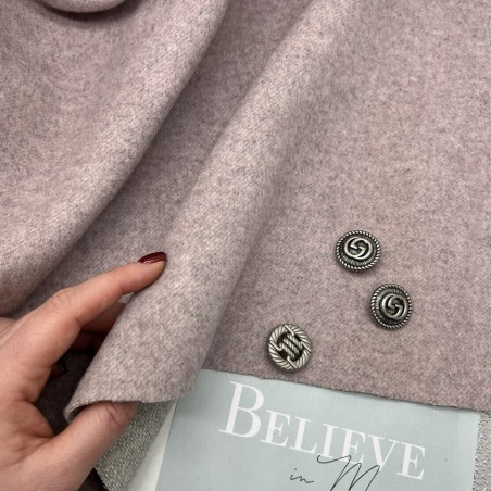 Ткань пальтовая серо-розовый меланж, с шерстью в составе