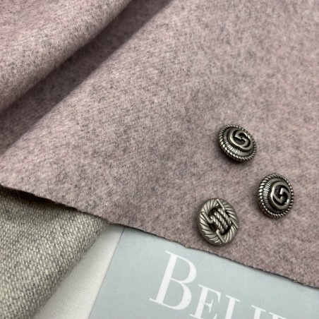 Ткань пальтовая серо-розовый меланж, с шерстью в составе