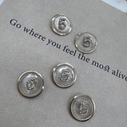 Прозрачные пуговицы с золотистой окантовкой и цифрой 5 со стразами, 30 мм