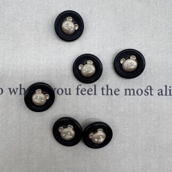 Пуговицы пластик на ножке чёрные с золотистыми мишками, 25 мм