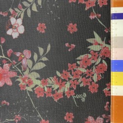 Сетка трикотажная чёрная с цветочным принтом