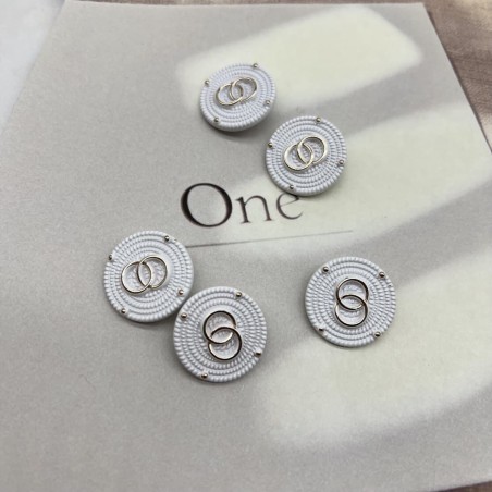 Пуговицы металлические белые с золотистыми кольцами, 25 мм