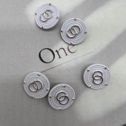 Пуговицы металлические белые с золотистыми кольцами, 25 мм