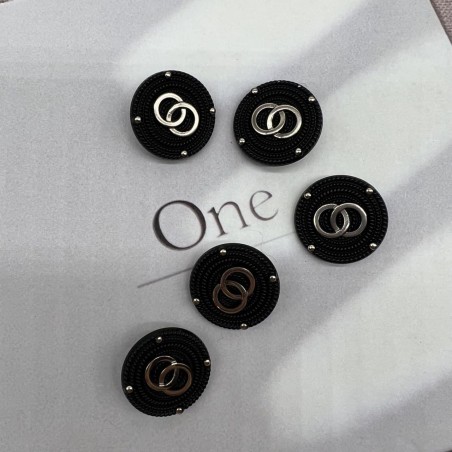 Пуговицы металлические чёрные с золотистыми кольцами, 25 мм