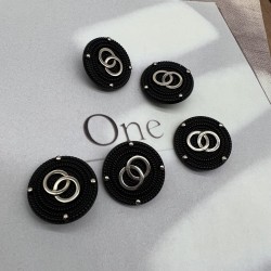 Пуговицы металлические чёрные с золотистыми кольцами, 25 мм