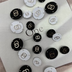 Пуговицы металлические чёрные с золотистыми кольцами, 25 мм