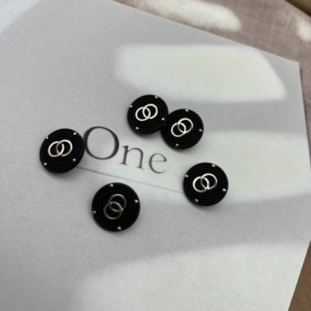 Пуговицы металлические чёрные с золотистыми кольцами, 18 мм