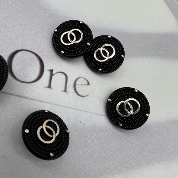 Пуговицы металлические чёрные с золотистыми кольцами, 18 мм