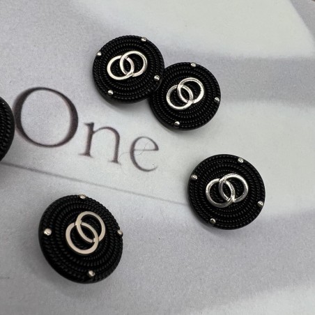 Пуговицы металлические чёрные с золотистыми кольцами, 18 мм