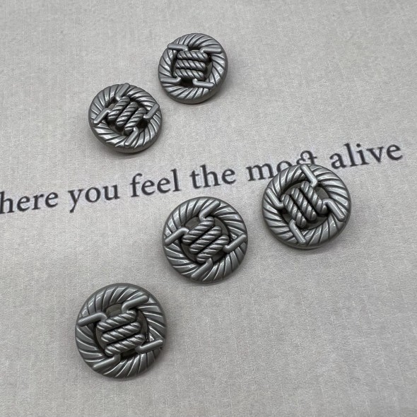 Пуговицы объемные с рифленой поверхностью, матовые серебряные на ножке, 25 мм