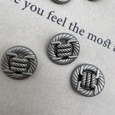 Пуговицы объемные с рифленой поверхностью, матовые серебряные на ножке, 25 мм