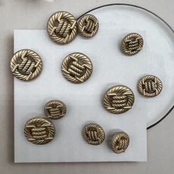 Пуговицы объемные с рифленой  поверхностью матовые золотистые на ножке, 18 мм