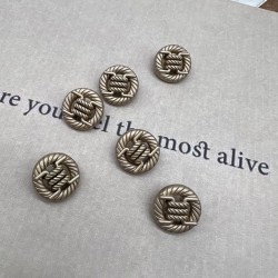 Пуговицы объемные с рифленой  поверхностью матовые золотистые на ножке, 18 мм