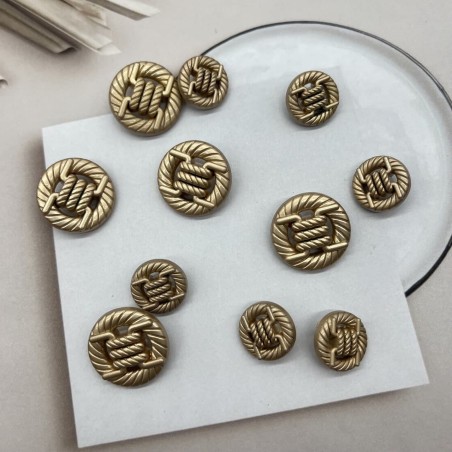 Пуговицы объемные с рифленой поверхностью матовые золотистые на ножке, 25 мм