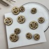Пуговицы объемные с рифленой поверхностью матовые золотистые на ножке, 25 мм