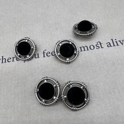 Пуговицы на ножке металл матовое серебро с бархатистой полусферой, 25 мм 2