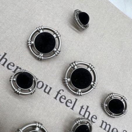 Пуговицы на ножке металл матовое серебро с бархатистой полусферой, 18 мм