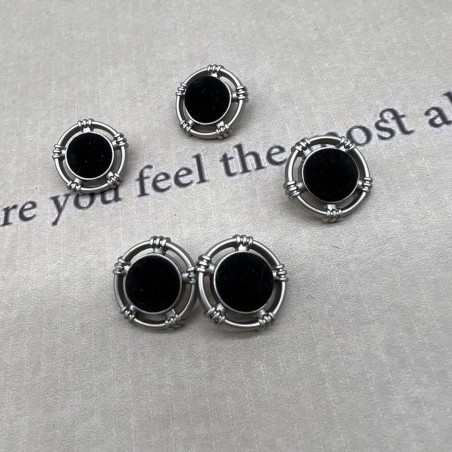 Пуговицы на ножке металл матовое серебро с бархатистой полусферой, 18 мм