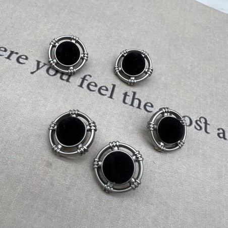 Пуговицы на ножке металл матовое серебро с бархатистой полусферой, 18 мм