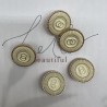 Пуговицы металлические золотистые с кремовой эмалью, 25 мм