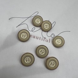 Пуговицы металлические золотистые с кремовой эмалью, 18 мм