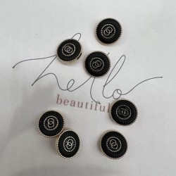 Пуговицы металлические золотистые с чёрной эмалью, 18 мм