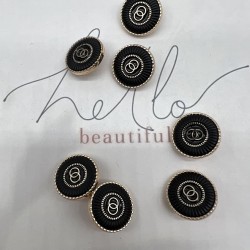 Пуговицы металлические золотистые с чёрной эмалью, 18 мм