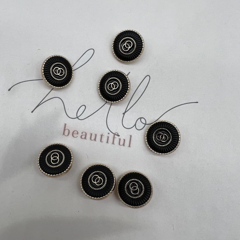 Пуговицы металлические золотистые с чёрной эмалью, 18 мм