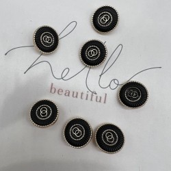 Пуговицы металлические золотистые с чёрной эмалью, 18 мм