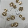 Пуговицы металлические золотистые в форме снежинки с молочными вставками, 25 мм