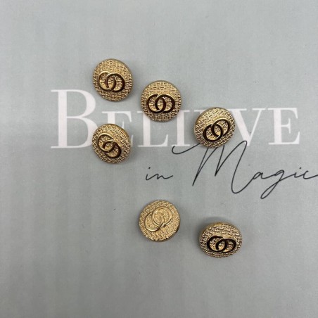 Пуговицы золотистые метал на ножке, с рифленой поверхностью,18 мм