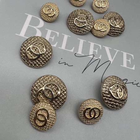 Пуговицы золотистые метал на ножке, с рифленой поверхностью, 25 мм