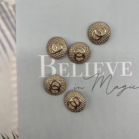 Пуговицы золотистые метал на ножке, с рифленой поверхностью, 25 мм