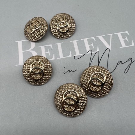 Пуговицы золотистые метал на ножке, с рифленой поверхностью, 25 мм