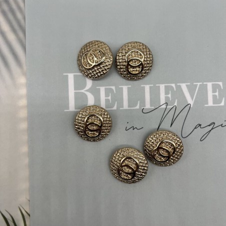 Пуговицы золотистые метал на ножке, с рифленой поверхностью, 25 мм