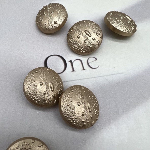 Пуговицы золотистые, матовый метал на ножке, с фактурной поверхностью, 25 мм