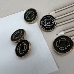 Пуговицы золотистые с чёрной эмалью и графическим рисунком, пуговицы на ножке, 20 мм