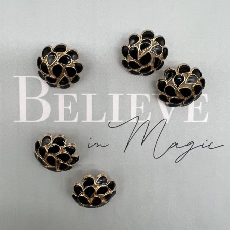 Пуговицы металлические золотистые со вставками чёрной эмали, 23 мм