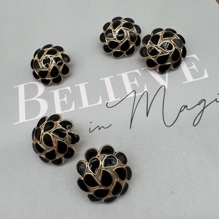 Пуговицы металлические золотистые со вставками чёрной эмали, 23 мм