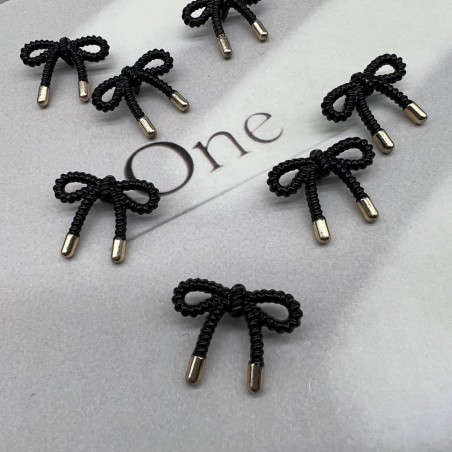 Пуговицы металл на ножке в виде бантиков чёрного цвета, 23 мм