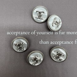 Пуговицы серебристый метал  с перламутром, декорированы мелкими стразами, 23 мм