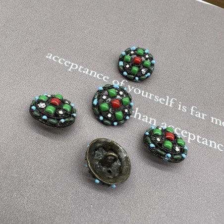 Пуговицы тёмный металл с яркой разноцветной эмалью, 17 мм