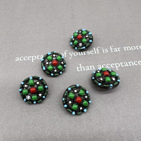 Пуговицы тёмный металл с яркой разноцветной эмалью, 17 мм