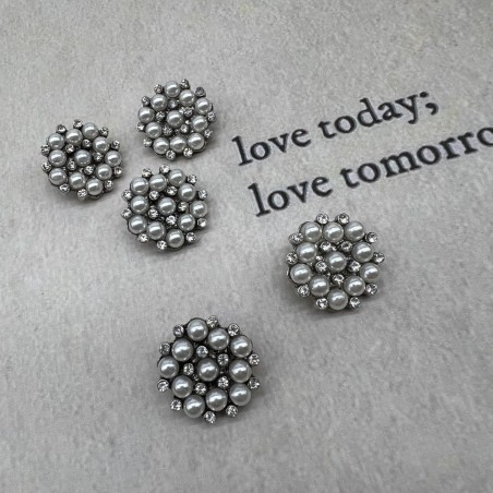 Пуговицы металл со стразами и жемчугом